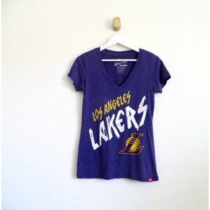 NEW! Los Angeles LA Lakers T-Shirt Short Sleeve V Neck Purple SZ M